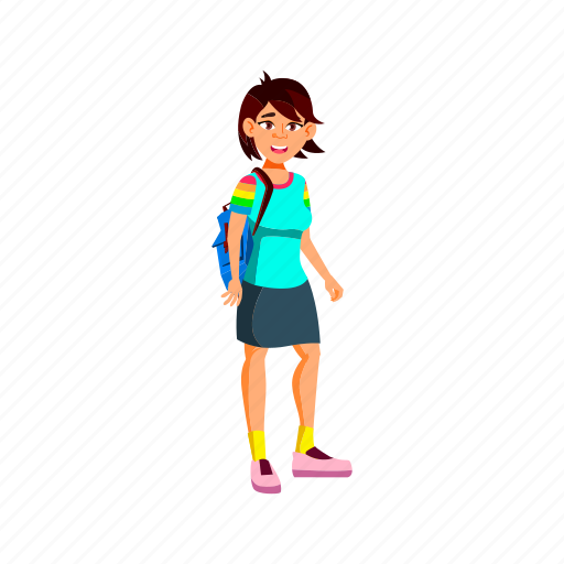 Child, stylish, asian, girl, walking, friend, school icon - Download on Iconfinder