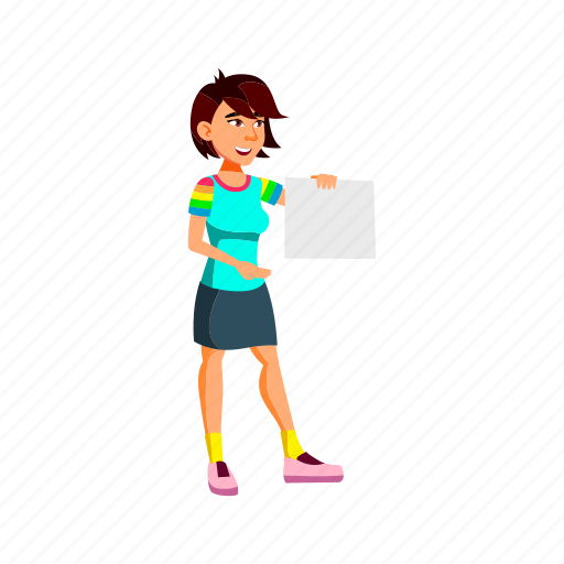 Child, chinese, girl, holding, blank, paper, list icon - Download on Iconfinder