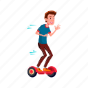 child, young, guy, ride, student, hoverboard, park, school