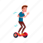 child, young, guy, ride, student, hoverboard, park, school 