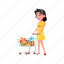 child, young, lady, buying, products, food, supermarket, school 