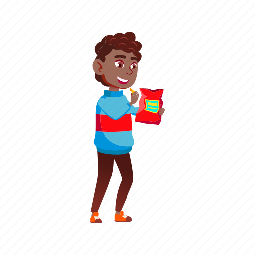 Child, african, happy, boy, eating, chips, snack icon - Download on Iconfinder