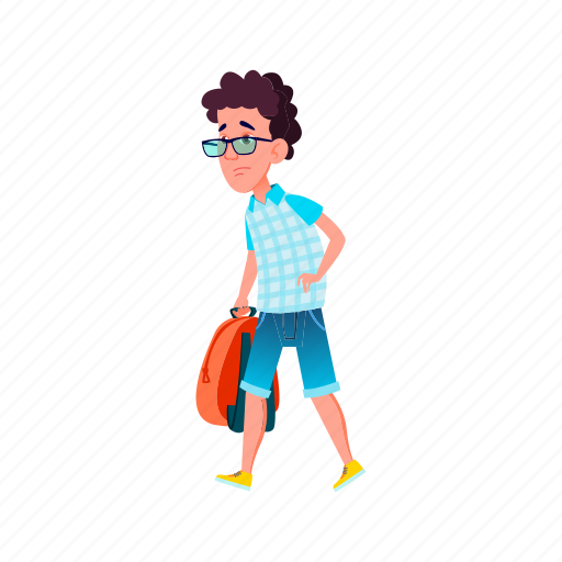 Child, tired, boy, pupil, coming, from, school icon - Download on Iconfinder