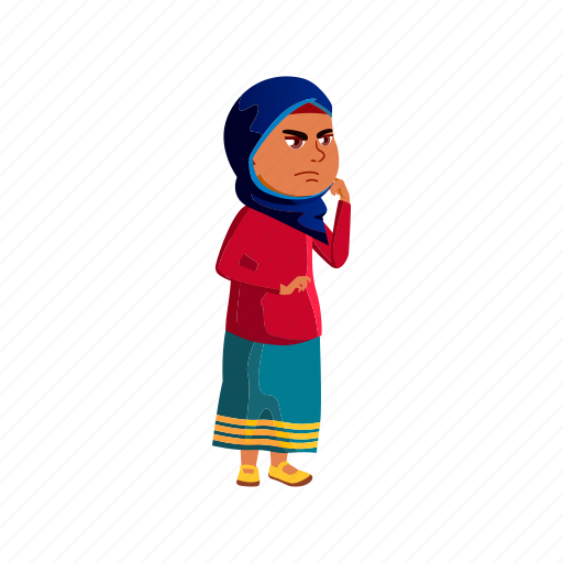 Child, sad, muslim, girl, university, thinking, school icon - Download on Iconfinder