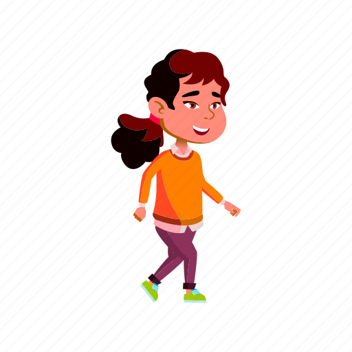Child, motivated, asian, girl, walking, loose, kindergarten icon - Download on Iconfinder