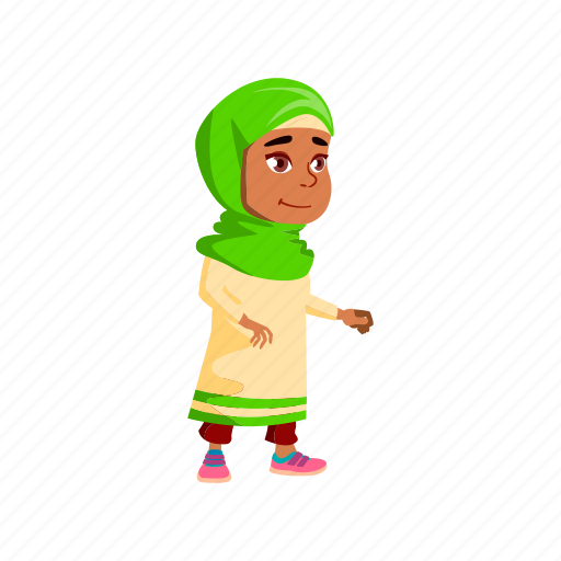 Child, arabian, happy, girl, hijab, kid, walking icon - Download on Iconfinder
