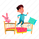 child, happiness, boy, kid, jumping, bed, toy, children