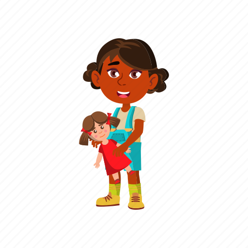 Child, cute, girl, african, play, doll, children icon - Download on Iconfinder
