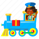 child, indian, cute, girl, playing, captain, driving, train