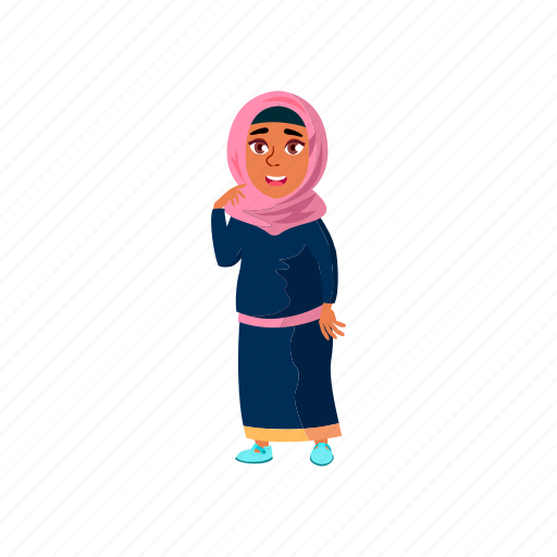 Child, cute, islam, girl, speaking, friend, cartoon icon - Download on Iconfinder