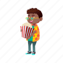 child, cute, happy, african, boy, holding, popcorn, package