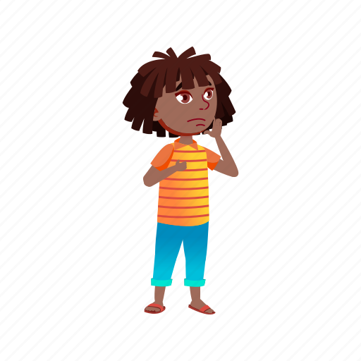 Child, cute, confused, happy, african, girl, choosing icon - Download on Iconfinder