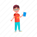child, happy, cute, boy, teenager, holding, tablet, gadget