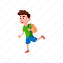 child, happy, schoolboy, running, backpack, after, school, lessons