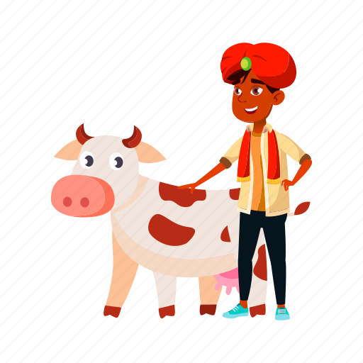 Child, happy, boy, indian, stroking, university, cow icon - Download on Iconfinder
