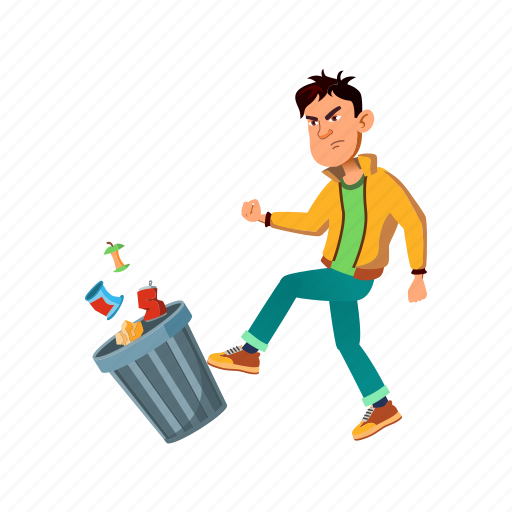 Child, boy, happy, evil, teen, kicking, trash icon - Download on Iconfinder
