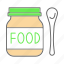 baby, feeding spoon, food, fruit puree, infant, jar, nutrition 