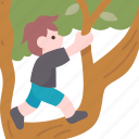 climbing, tree, child, adventure, caution