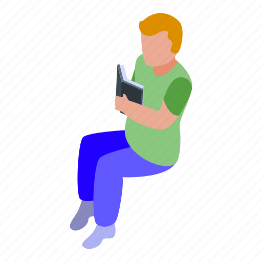 Student, reading, isometric icon - Download on Iconfinder