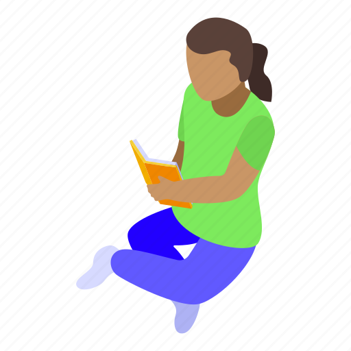 Child, reading, isometric icon - Download on Iconfinder