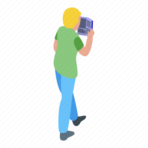 Young, man, reading, isometric icon - Download on Iconfinder