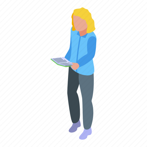 Reading, girl, isometric icon - Download on Iconfinder