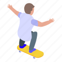 child, skateboarding, isometric
