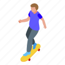 kid, skateboarding, isometric