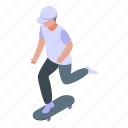 boy, skateboarding, isometric