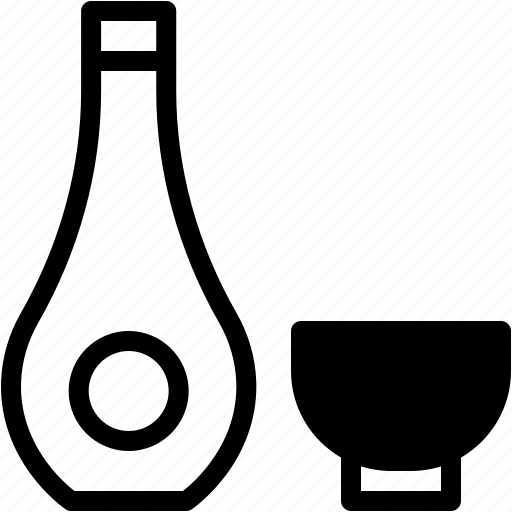 Sake, bottle, beverage, japanese, drinking, cup icon - Download on Iconfinder