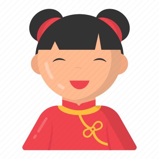 Chinese, children, female, teen, dress, traditional, new year icon - Download on Iconfinder
