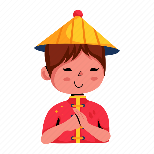 Chinese dress, chinese kid, chinese boy, chinese character, chinese pray illustration - Download on Iconfinder