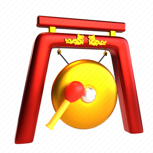 Chinese, gong, 3d, culture, china 3D illustration - Download on Iconfinder