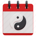 chinese, new, year, calendar, yin, yang, event, schedule, 3d 