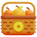 oranges, orange, basket, gift, fruit, chinese, new, year, food, 3d 