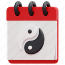 chinese, new, year, calendar, yin, yang, schedule, event, 3d 
