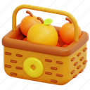 oranges, orange, basket, gift, chinese, new, year, fruit, food, 3d 