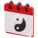 chinese, new, year, calendar, event, yin, yang, schedule, 3d 