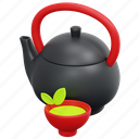 teapot, hot, tea, chinese, new, year, culture, asian, 3d 