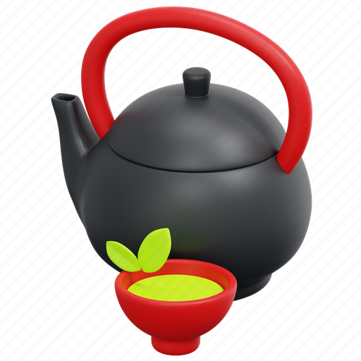 Teapot, hot, tea, chinese, new, year, culture 3D illustration - Download on Iconfinder