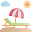 summer, holiday, vacation, deck chair, beach chair, umbrella, beach