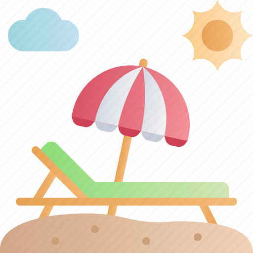 Summer, holiday, vacation, deck chair, beach chair, umbrella, beach icon - Download on Iconfinder
