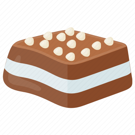 Cake, cashew nuts, chocolate nanaimo bar, creamy dessert, dark chocolate icon - Download on Iconfinder