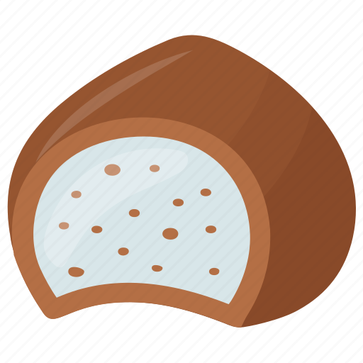 Coconut filled chocolate, coconut inside chocolate, creamy dessert, dark chocolate, white cream icon - Download on Iconfinder
