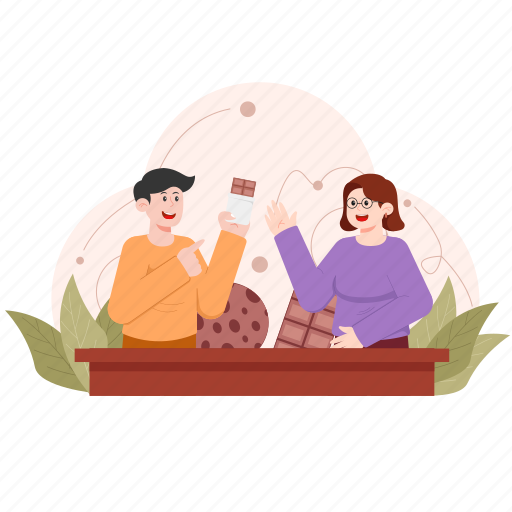 Man, chocolate, women, explaining, sweet, people, food icon - Download on Iconfinder