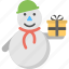 christmas celebration, merry christmas, new year greeting, snowman gift, snowman with gift 