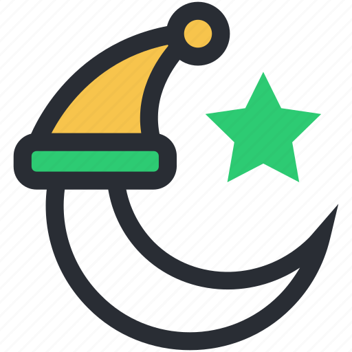 Moon, night time, star, winter hat, winter night icon - Download on Iconfinder