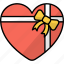 ribbon, surprise, heart shaped, present, offering, gift 