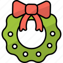 christmas, ribbon, xmas, wreath, garland, decoration, bow