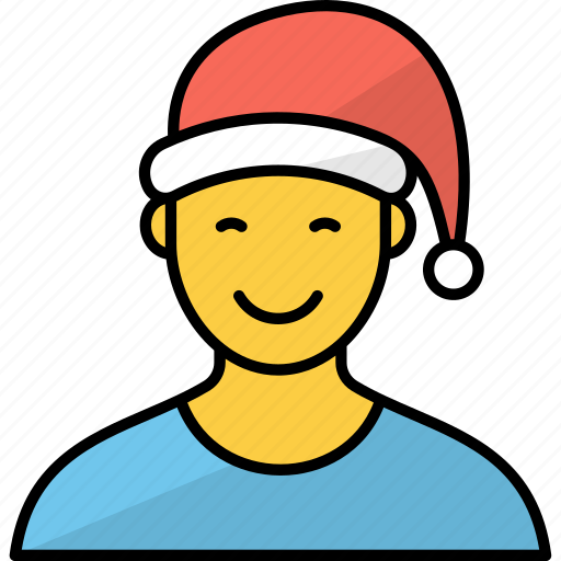 Male, person, santa hat, boy, happy face, profile icon - Download on Iconfinder